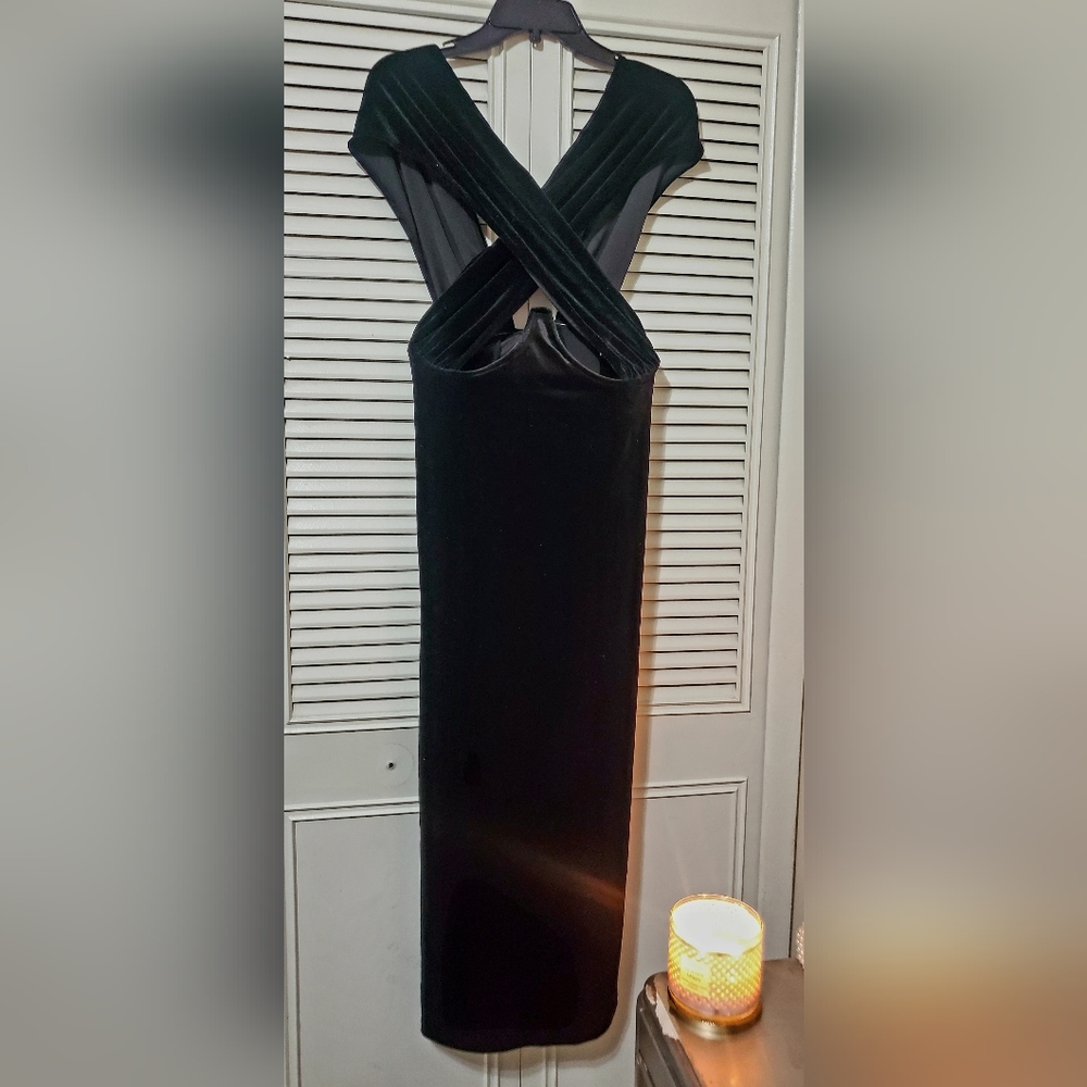 Black velvet dress from Pretty little things.